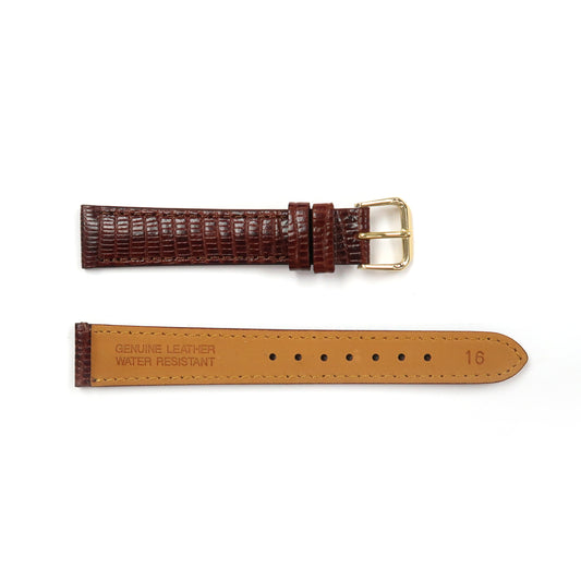Genuine Leather Watch Band 16-24mm Padded Lizard Grain Stitched in Black and Brown - Universal Jewelers & Watch Tools Inc. 