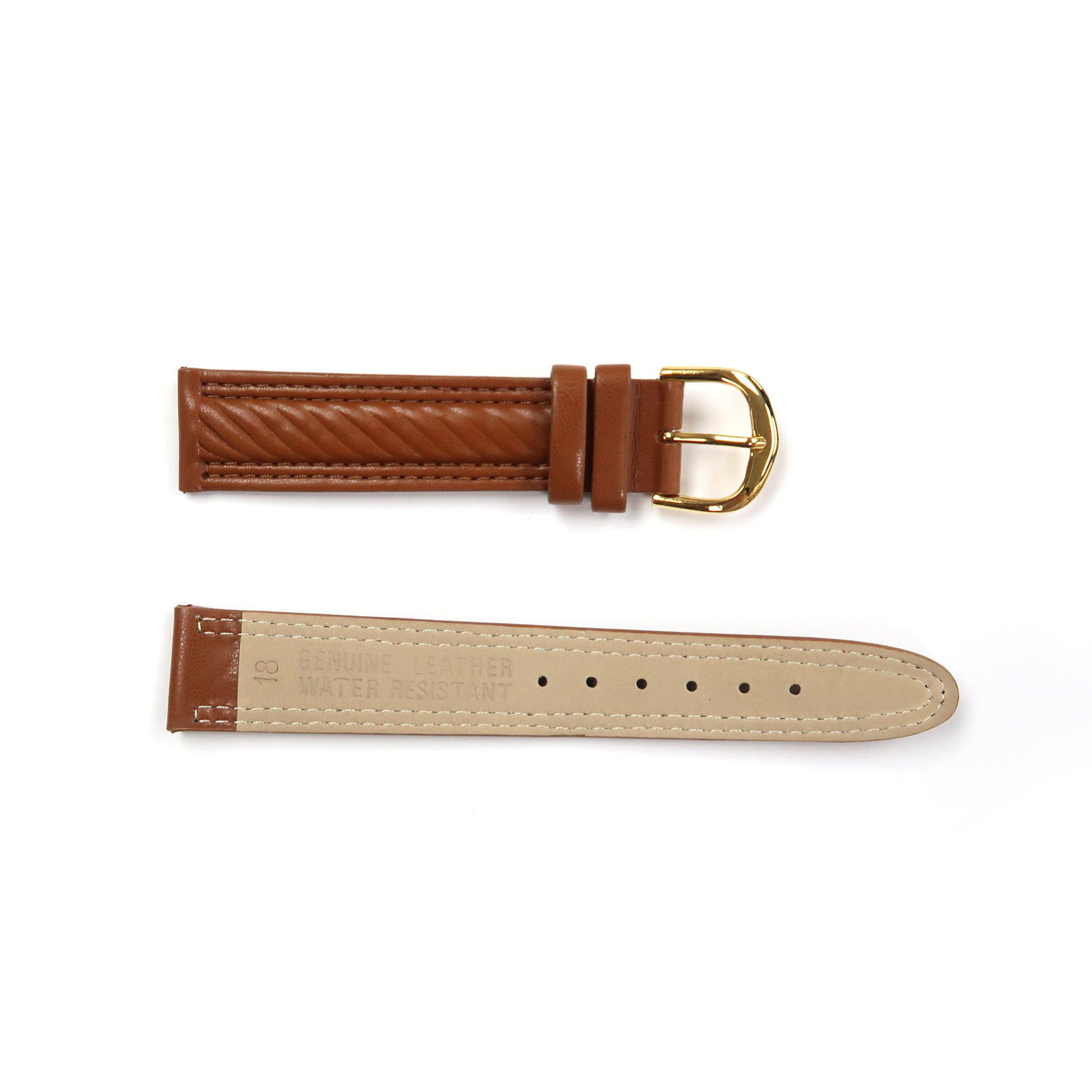 Genuine Leather Braid Watch Band 18-20mm Padded Classic Plain Grain in Black and Brown - Universal Jewelers & Watch Tools Inc. 