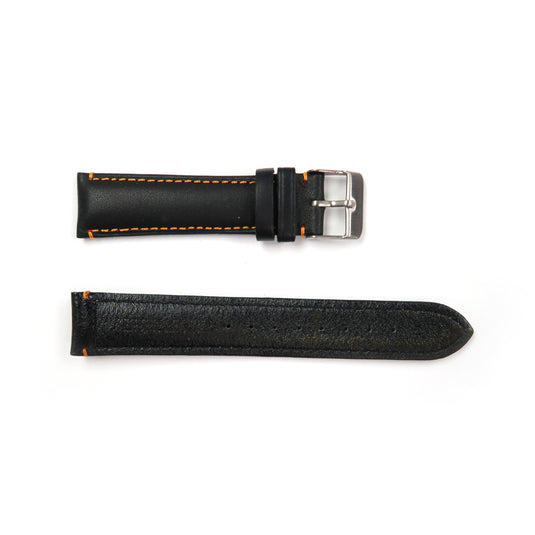 Genuine Leather Watch Band 18, 19mm Padded Classic Plain Grain Red, Blue, Orange and White Stitched in Black and Brown - Universal Jewelers & Watch Tools Inc. 