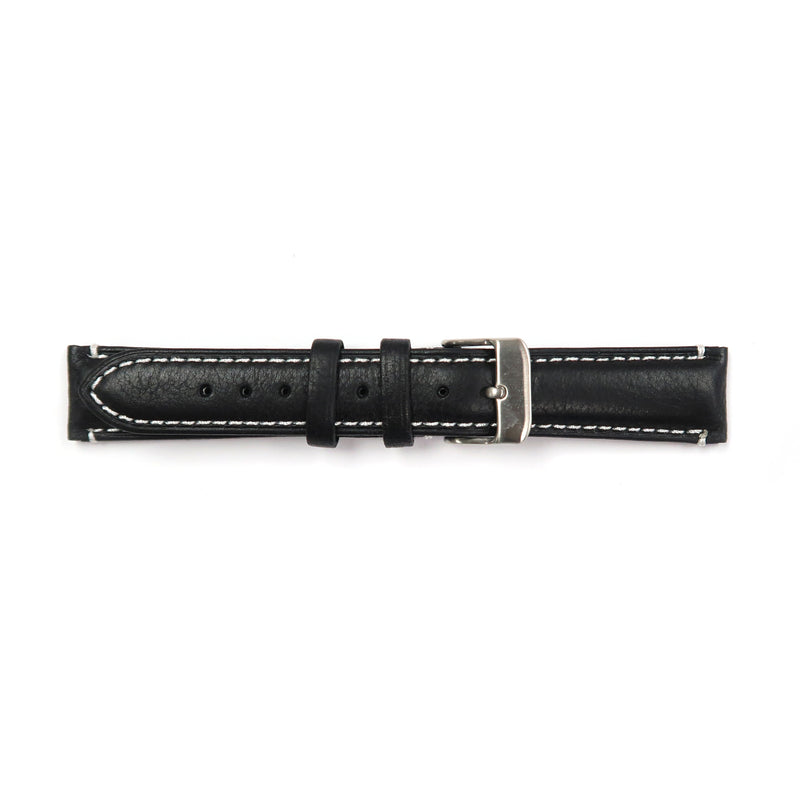 Load image into Gallery viewer, Genuine Leather Watch Band 18, 19mm Padded Classic Plain Grain Red, Blue, Orange and White Stitched in Black and Brown - Universal Jewelers &amp; Watch Tools Inc. 
