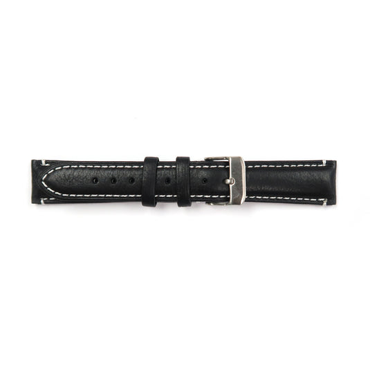 Genuine Leather Watch Band 18, 19mm Padded Classic Plain Grain Red, Blue, Orange and White Stitched in Black and Brown - Universal Jewelers & Watch Tools Inc. 