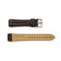 Genuine Leather Watch Band 18mm Padded Classic Plain Grain White Stitched in Brown - Universal Jewelers & Watch Tools Inc. 