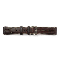 Genuine Leather Watch Band 18mm Padded Classic Plain Grain White Stitched in Brown - Universal Jewelers & Watch Tools Inc. 
