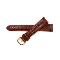 Genuine Leather Watch Band 20mm Padded Stitched Alligator Grain in Brown - Universal Jewelers & Watch Tools Inc. 