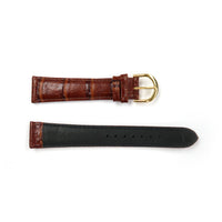 Genuine Leather Watch Band 20mm Padded Stitched Alligator Grain in Brown - Universal Jewelers & Watch Tools Inc. 