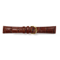 Genuine Leather Watch Band 20mm Padded Stitched Alligator Grain in Brown - Universal Jewelers & Watch Tools Inc. 