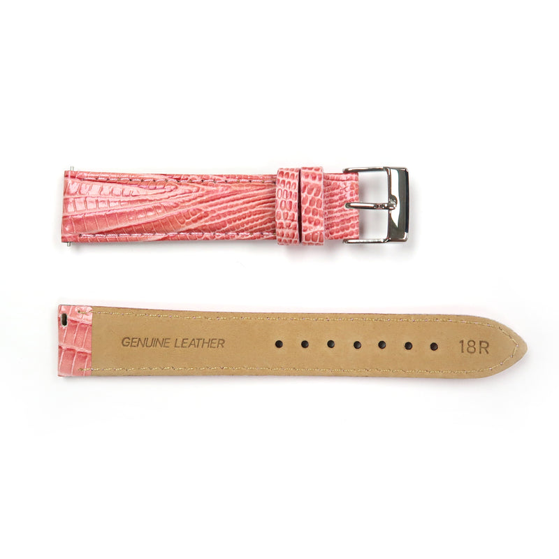 Load image into Gallery viewer, Genuine Leather Watch Band 18mm Padded Lizard Grain Stitched in Green and Pink - Universal Jewelers &amp; Watch Tools Inc. 
