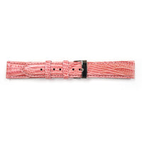 Genuine Leather Watch Band 18mm Padded Lizard Grain Stitched in Green and Pink - Universal Jewelers & Watch Tools Inc. 