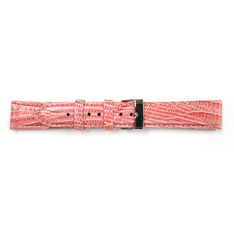 Load image into Gallery viewer, Genuine Leather Watch Band 18mm Padded Lizard Grain Stitched in Green and Pink - Universal Jewelers &amp; Watch Tools Inc. 
