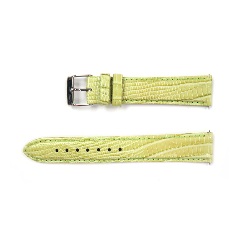 Load image into Gallery viewer, Genuine Leather Watch Band 18mm Padded Lizard Grain Stitched in Green and Pink - Universal Jewelers &amp; Watch Tools Inc. 
