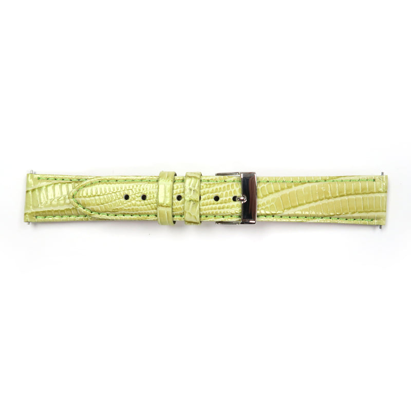 Load image into Gallery viewer, Genuine Leather Watch Band 18mm Padded Lizard Grain Stitched in Green and Pink - Universal Jewelers &amp; Watch Tools Inc. 
