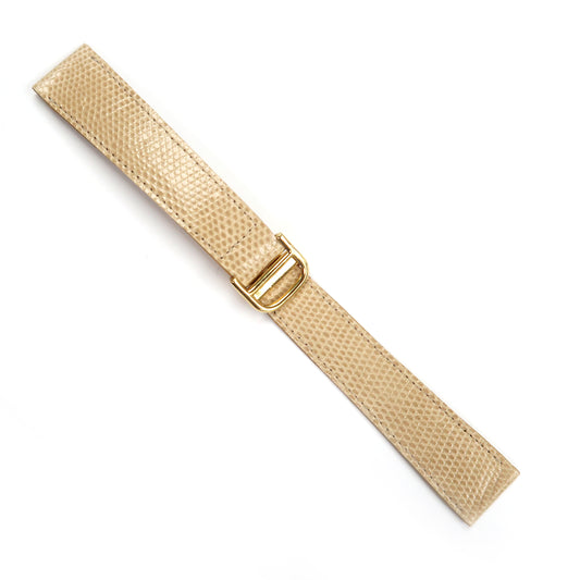 Watch Band 20mm Flat Genuine Lizard Italy Stitched in Beige - Universal Jewelers & Watch Tools Inc. 