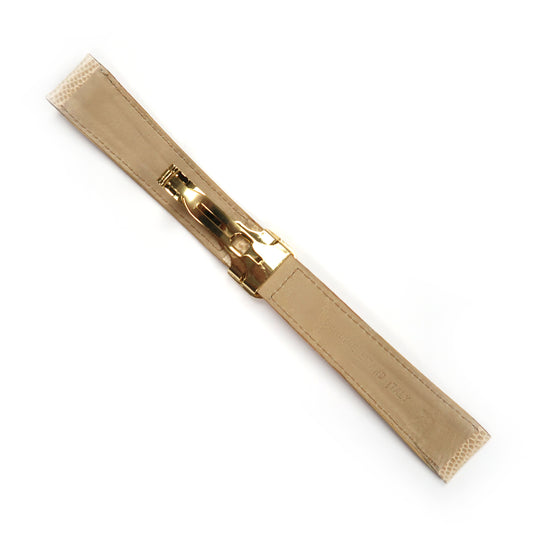 Watch Band 20mm Flat Genuine Lizard Italy Stitched in Beige - Universal Jewelers & Watch Tools Inc. 