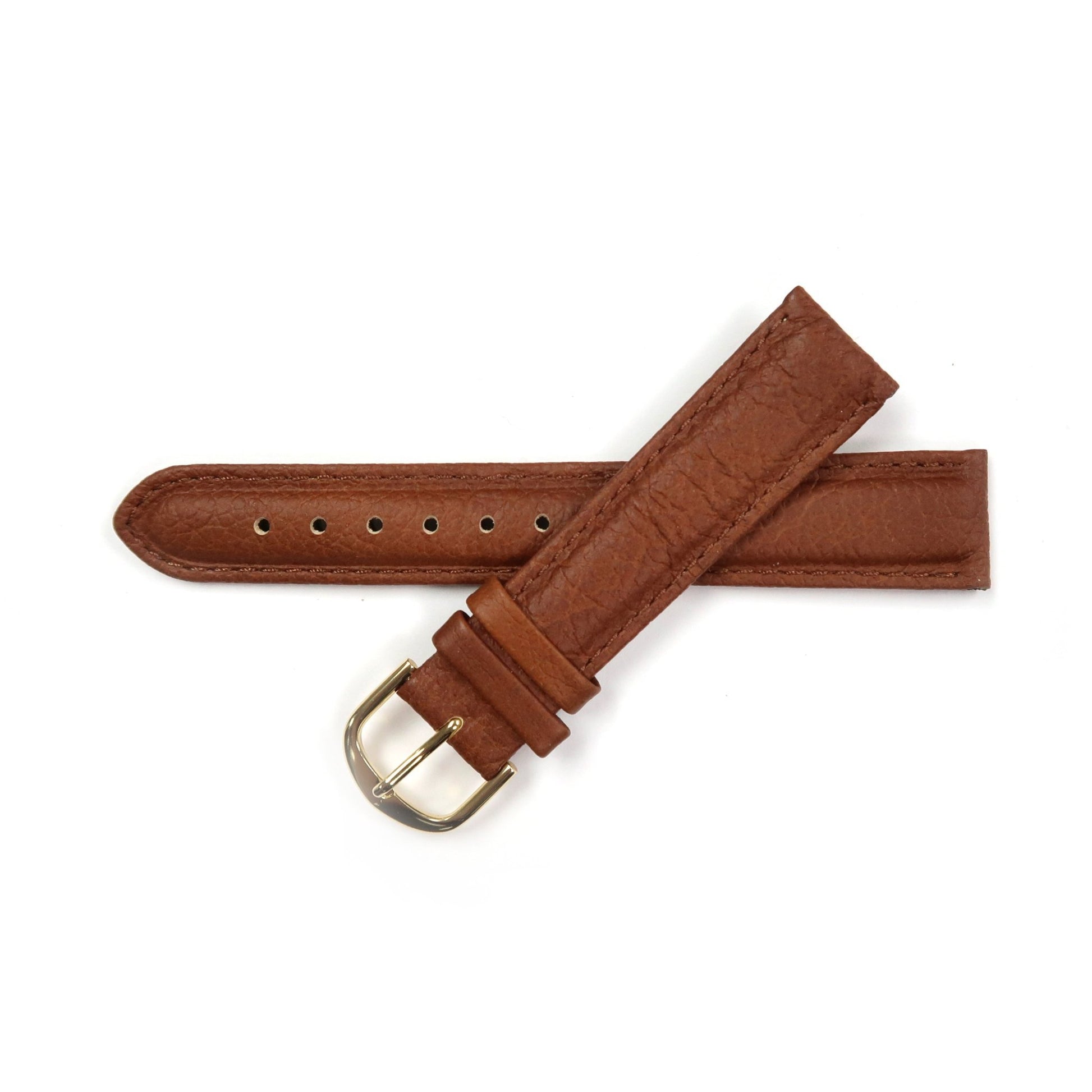 Genuine Leather Watch Band 16 - 26mm Padded Classic Plain Grain Stitched in Black, Dark Blue, Brown, Dark Brown, Tan, Burgundy - Universal Jewelers & Watch Tools Inc.