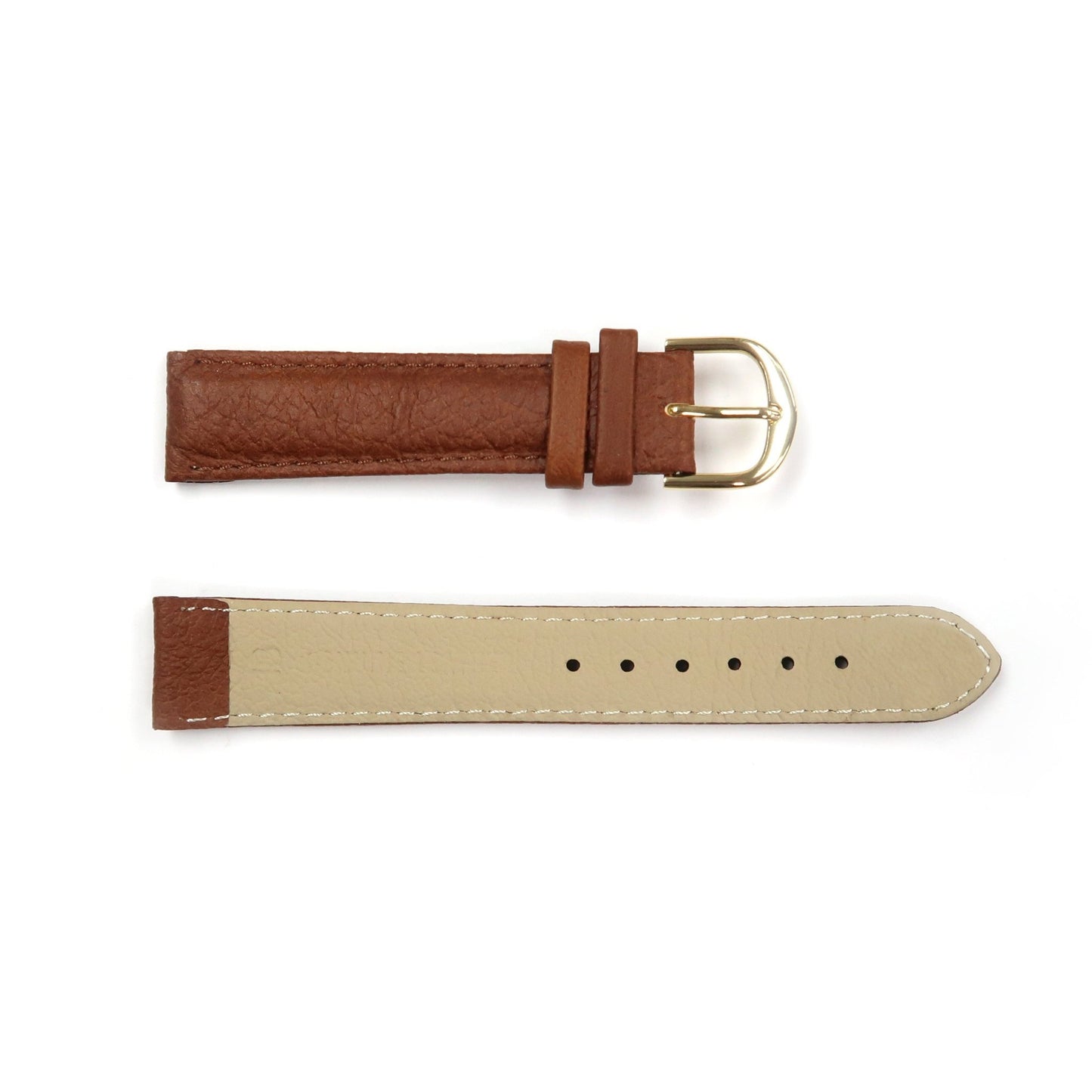 Genuine Leather Watch Band 16 - 26mm Padded Classic Plain Grain Stitched in Black, Dark Blue, Brown, Dark Brown, Tan, Burgundy - Universal Jewelers & Watch Tools Inc.