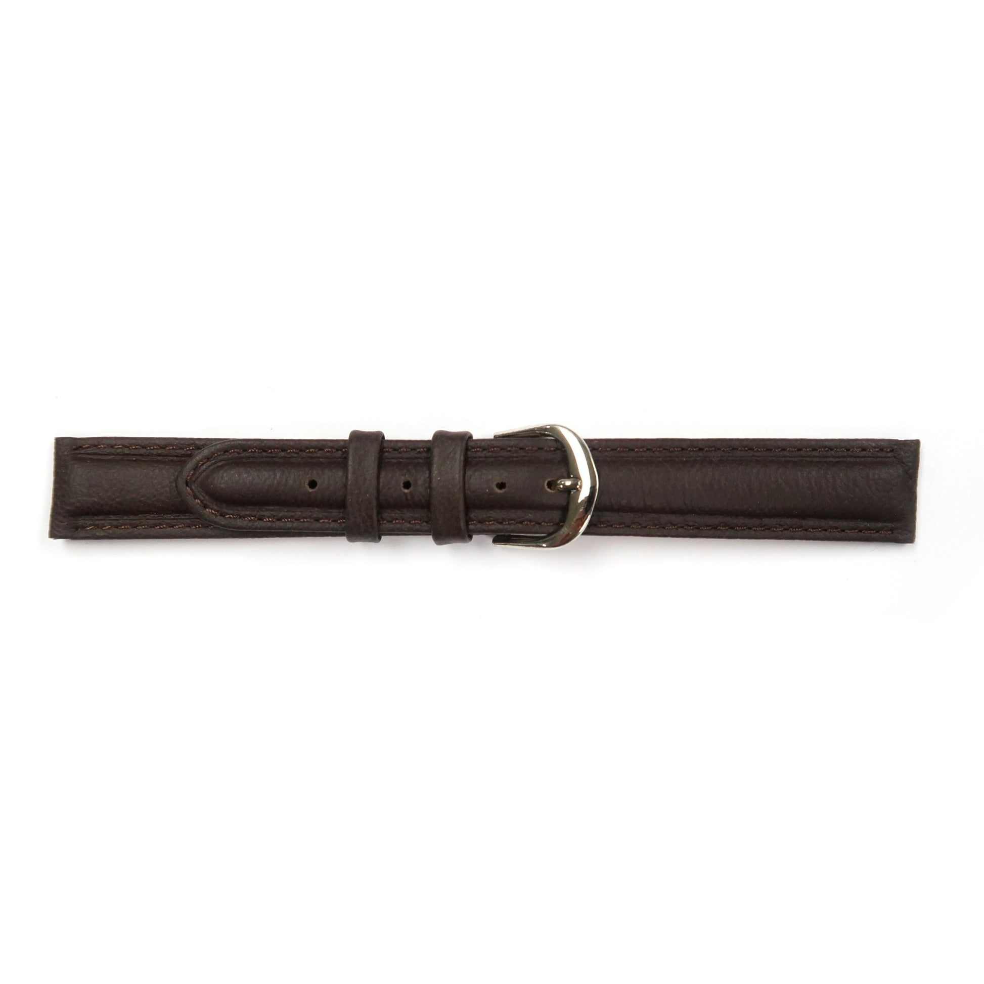 Genuine Leather Watch Band 16 - 26mm Padded Classic Plain Grain Stitched in Black, Dark Blue, Brown, Dark Brown, Tan, Burgundy - Universal Jewelers & Watch Tools Inc.