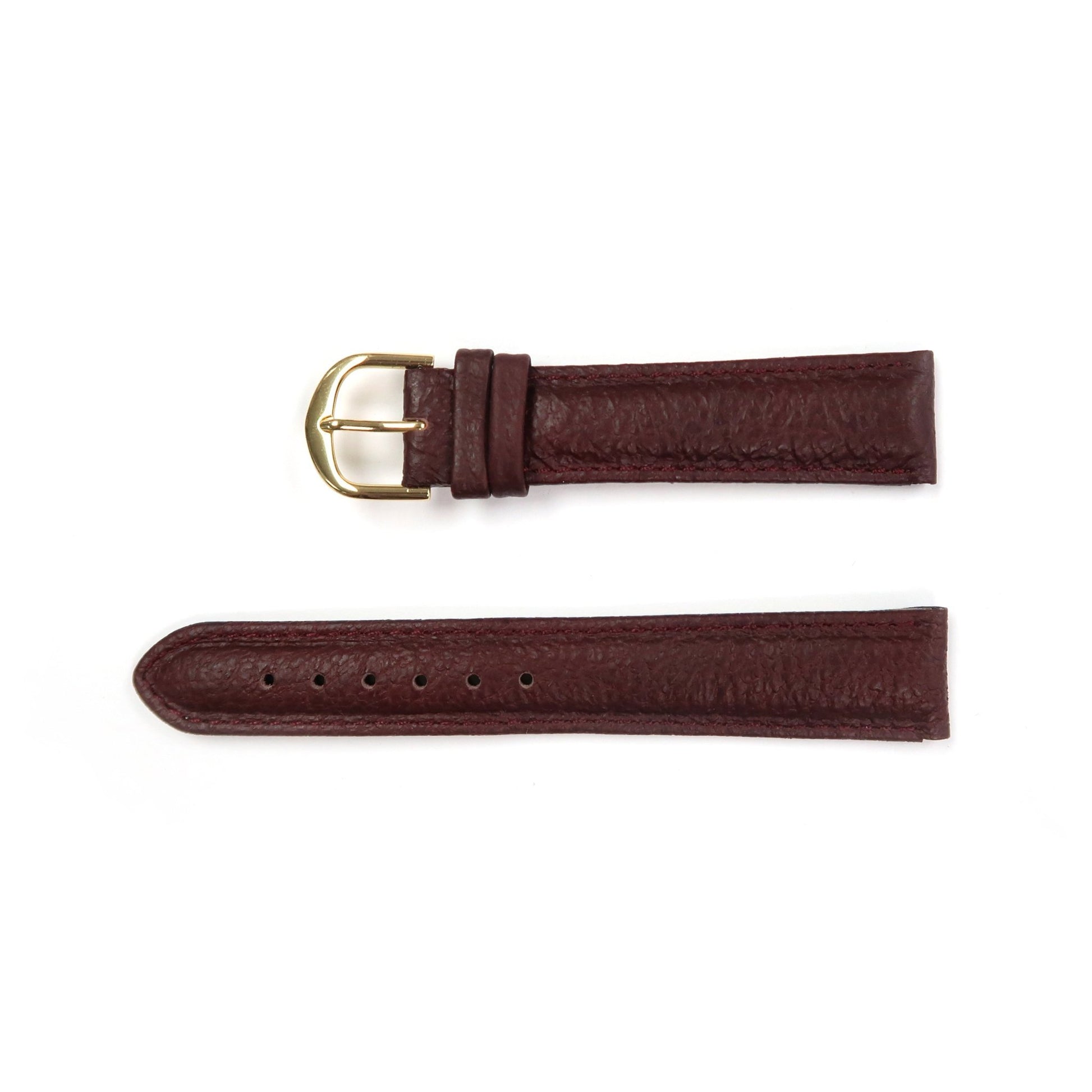 Genuine Leather Watch Band 16 - 26mm Padded Classic Plain Grain Stitched in Black, Dark Blue, Brown, Dark Brown, Tan, Burgundy - Universal Jewelers & Watch Tools Inc.