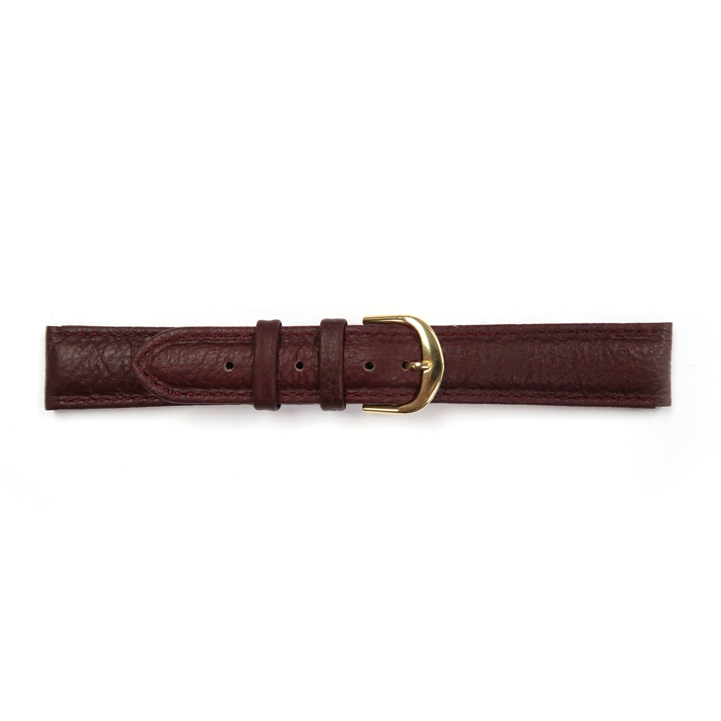 Genuine Leather Watch Band 16 - 26mm Padded Classic Plain Grain Stitched in Black, Dark Blue, Brown, Dark Brown, Tan, Burgundy - Universal Jewelers & Watch Tools Inc.