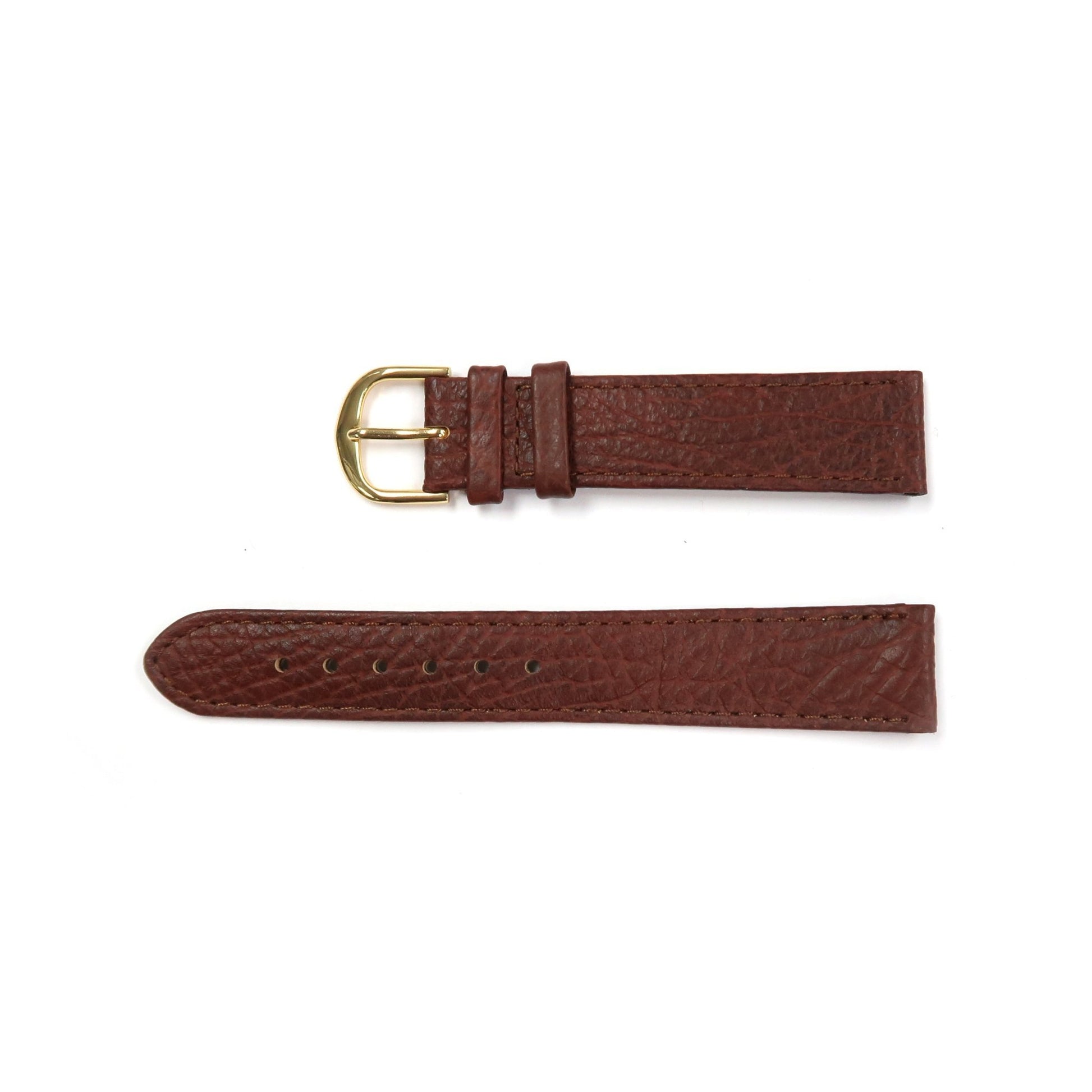 Genuine Leather Watch Band 16 - 20mm Flat Classic Plain Grain Stitched in Green, Brown, Burgundy and Tan - Universal Jewelers & Watch Tools Inc.