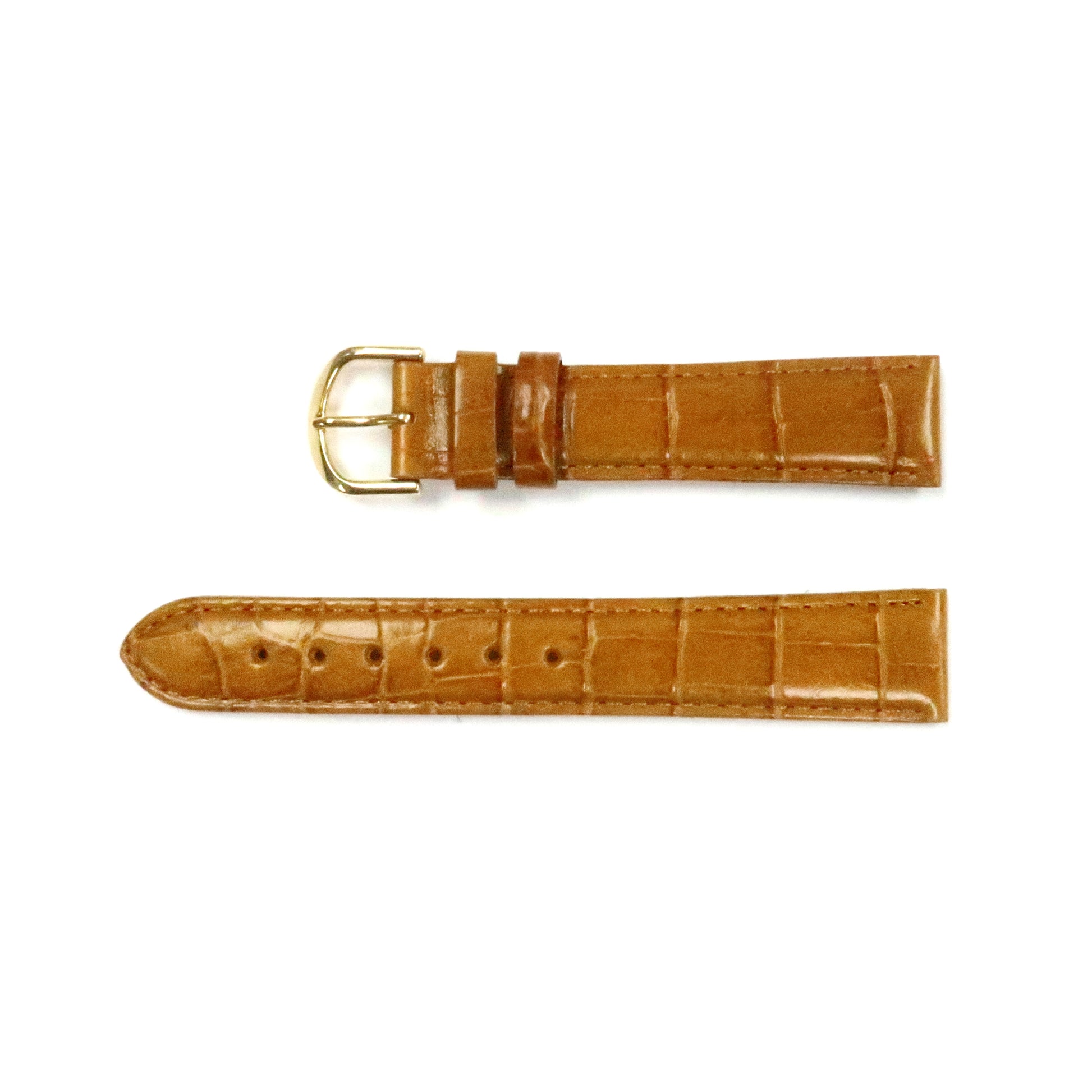 Leather Watch Band 18mm Padded Alligator Grain Stitched in Brown, Blue and Light Brown - Universal Jewelers & Watch Tools Inc. 