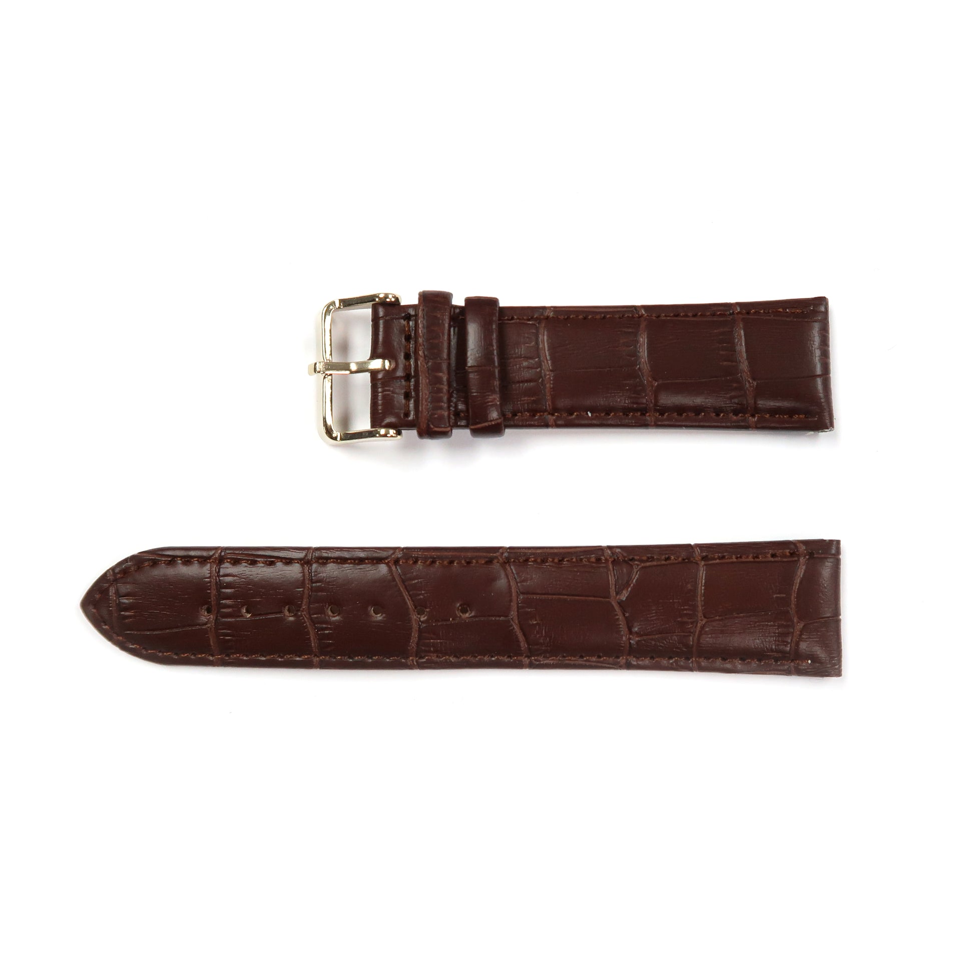 Genuine Leather Watch Band 16-28mm Padded Alligator Grain Stitched Band in Black, Brown and Light Brown - Universal Jewelers & Watch Tools Inc. 