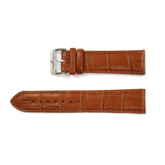 Genuine Leather Watch Band 16-28mm Padded Alligator Grain Stitched Band in Black, Brown and Light Brown - Universal Jewelers & Watch Tools Inc. 