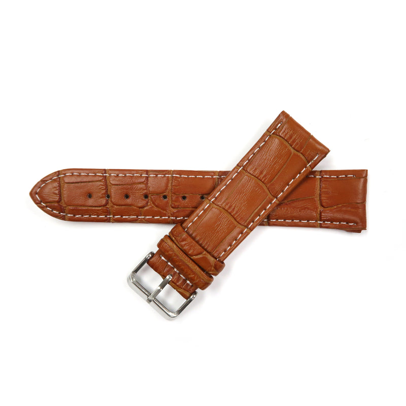 Load image into Gallery viewer, Genuine Leather Watch Band 16-26mm Padded Alligator Grain Stitched Band in Black, Brown and Light Brown - Universal Jewelers &amp; Watch Tools Inc. 
