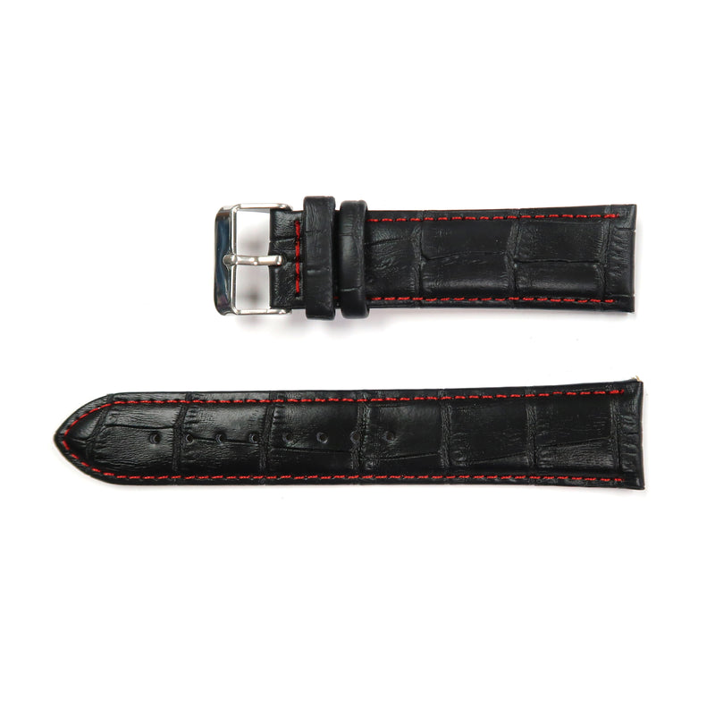 Load image into Gallery viewer, Genuine Leather Watch Band 16-26mm Padded Alligator Grain Stitched Band in Black, Brown and Light Brown - Universal Jewelers &amp; Watch Tools Inc. 
