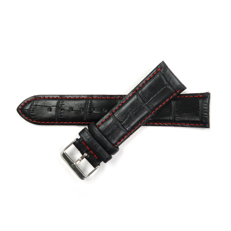 Load image into Gallery viewer, Genuine Leather Watch Band 16-26mm Padded Alligator Grain Stitched Band in Black, Brown and Light Brown - Universal Jewelers &amp; Watch Tools Inc. 
