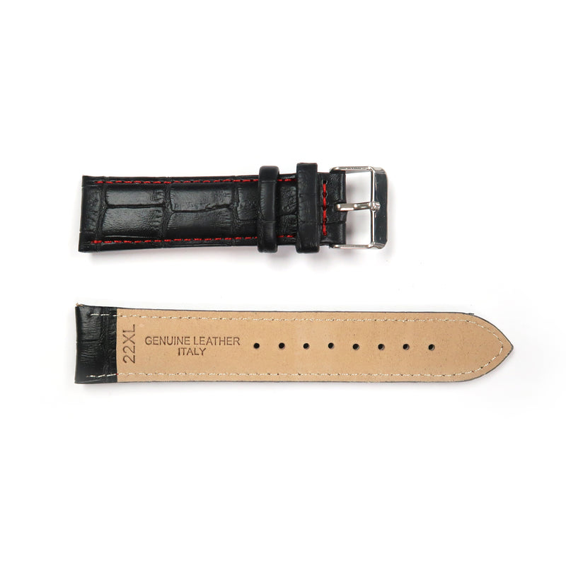 Load image into Gallery viewer, Genuine Leather Watch Band 16-26mm Padded Alligator Grain Stitched Band in Black, Brown and Light Brown - Universal Jewelers &amp; Watch Tools Inc. 
