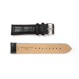 Genuine Leather Watch Band 16-26mm Padded Alligator Grain Stitched Band in Black, Brown and Light Brown - Universal Jewelers & Watch Tools Inc. 