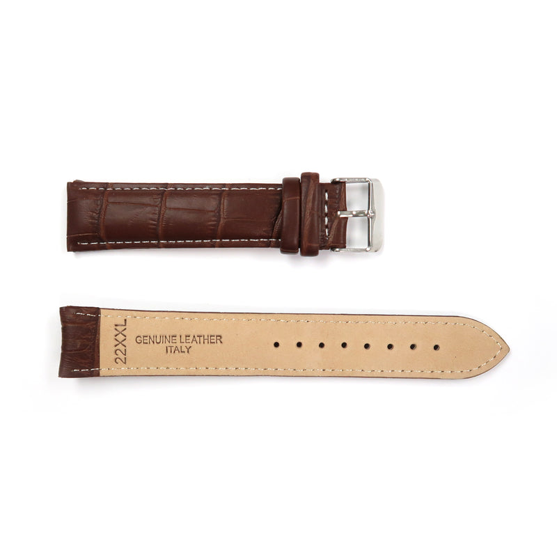 Load image into Gallery viewer, Genuine Leather Watch Band 16-26mm Padded Alligator Grain Stitched Band in Black, Brown and Light Brown - Universal Jewelers &amp; Watch Tools Inc. 
