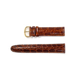 Genuine Leather Watch Band 19mm Padded Stitched Croco Grain in Brown - Universal Jewelers & Watch Tools Inc. 