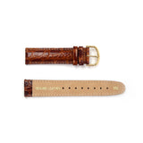 Genuine Leather Watch Band 19mm Padded Stitched Croco Grain in Brown - Universal Jewelers & Watch Tools Inc. 
