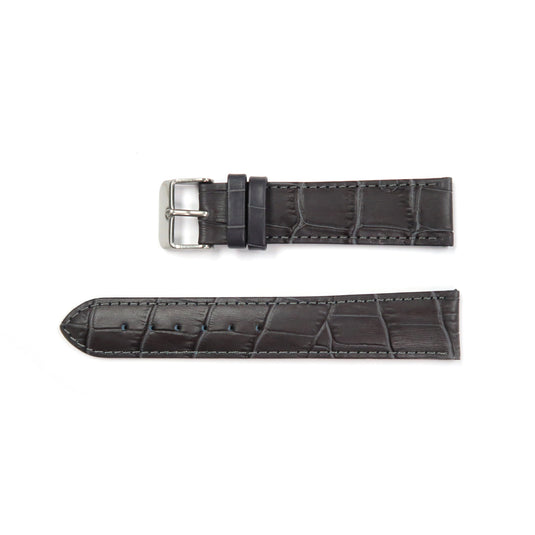 Genuine Leather Watch Band 20mm Padded Stitched Alligator Grain in Grey - Universal Jewelers & Watch Tools Inc. 