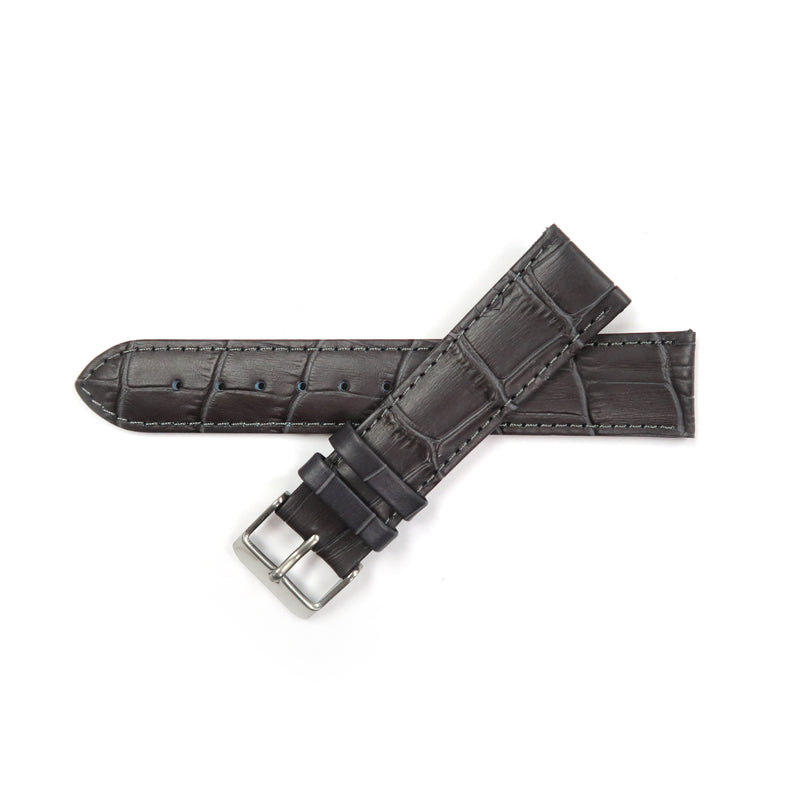 Load image into Gallery viewer, Genuine Leather Watch Band 20mm Padded Stitched Alligator Grain in Grey - Universal Jewelers &amp; Watch Tools Inc. 
