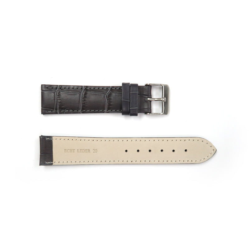 Load image into Gallery viewer, Genuine Leather Watch Band 20mm Padded Stitched Alligator Grain in Grey - Universal Jewelers &amp; Watch Tools Inc. 
