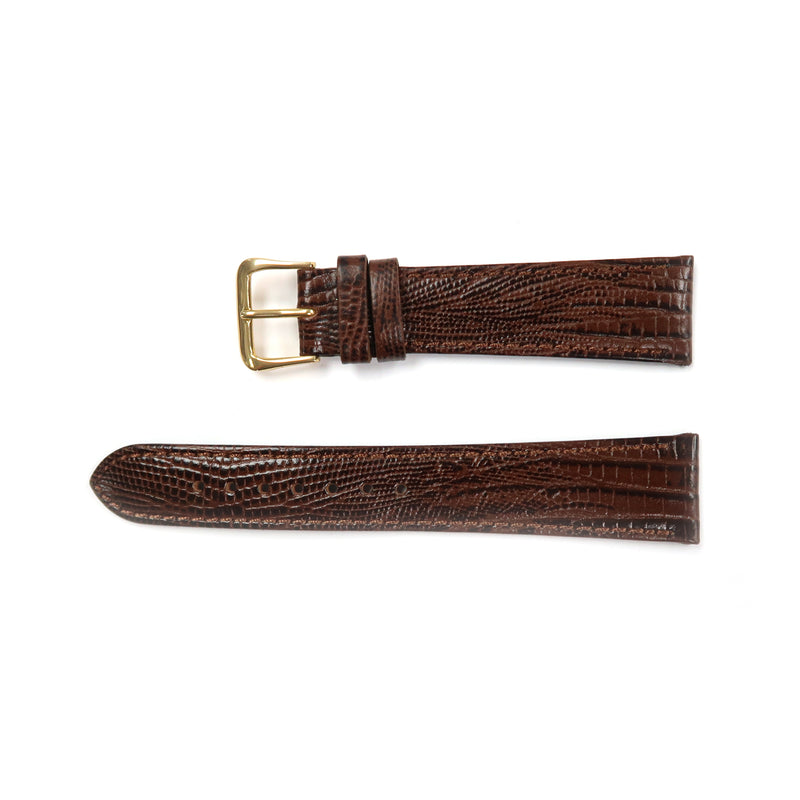 Load image into Gallery viewer, Genuine Leather Watch Band 16-18mm Flat Stitched Lizard Grain in Brown and Tan - Universal Jewelers &amp; Watch Tools Inc. 
