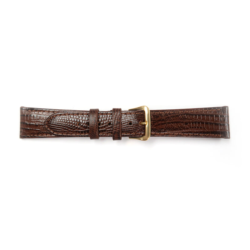 Load image into Gallery viewer, Genuine Leather Watch Band 16-18mm Flat Stitched Lizard Grain in Brown and Tan - Universal Jewelers &amp; Watch Tools Inc. 
