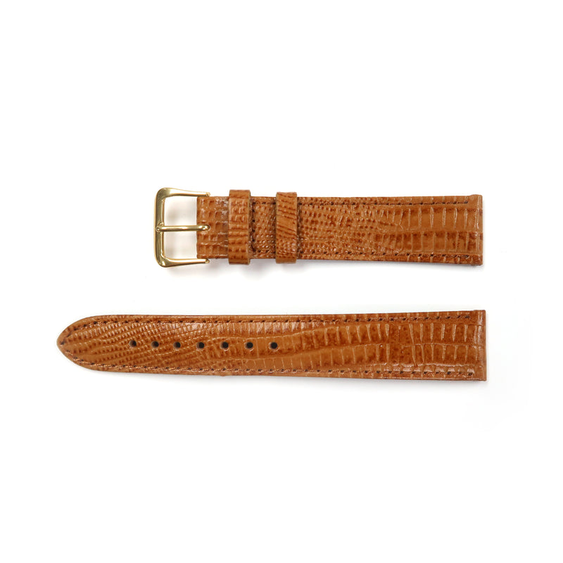 Load image into Gallery viewer, Genuine Leather Watch Band 16-18mm Flat Stitched Lizard Grain in Brown and Tan - Universal Jewelers &amp; Watch Tools Inc. 
