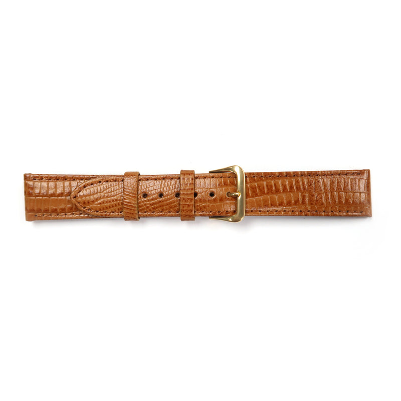 Load image into Gallery viewer, Genuine Leather Watch Band 16-18mm Flat Stitched Lizard Grain in Brown and Tan - Universal Jewelers &amp; Watch Tools Inc. 
