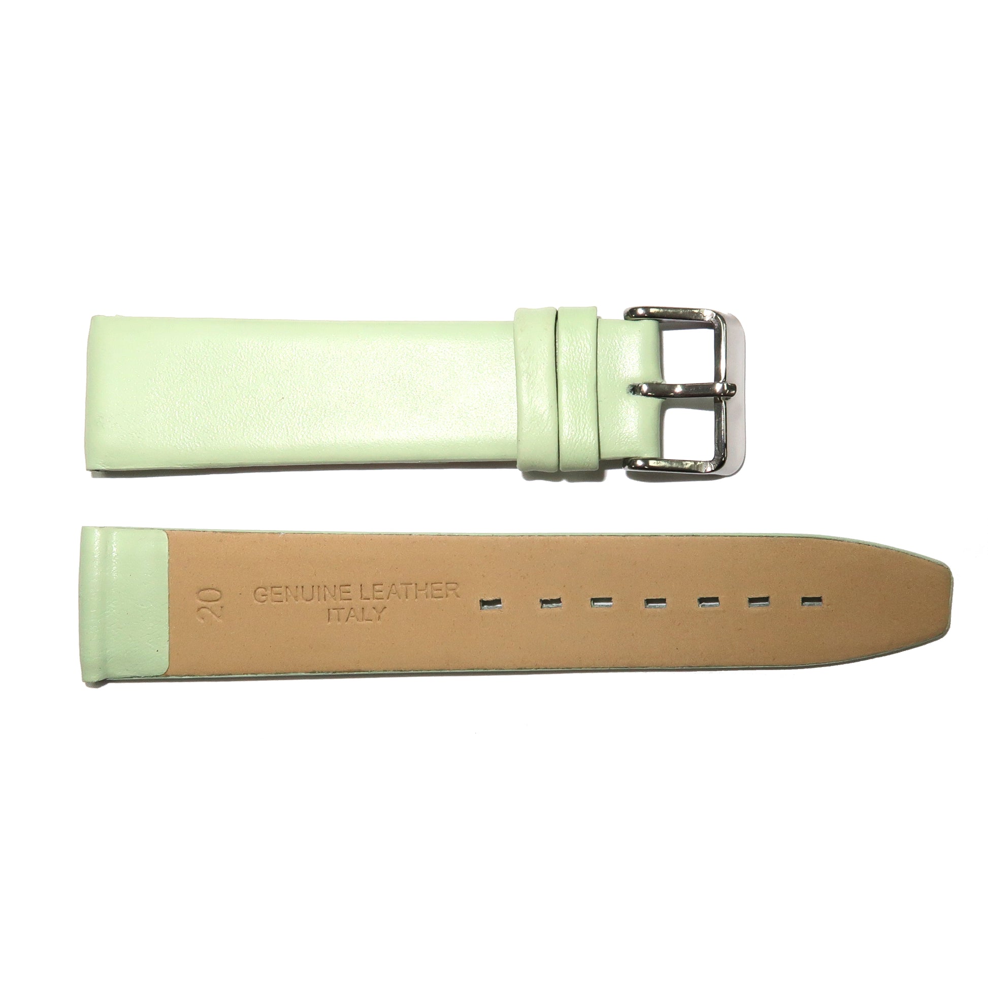 Genuine Leather Watch Band 8-24mm Flat Classic Plain Grain Black Brown Light Brown Tan Light Tan Light Green - Universal Jewelers & Watch Tools Inc. 