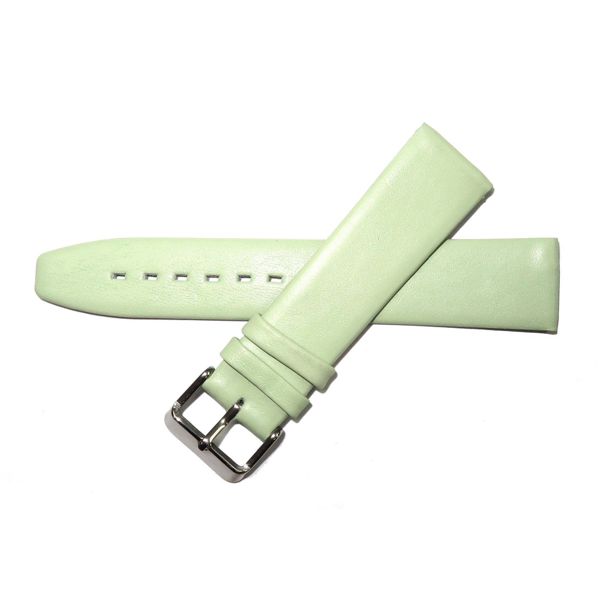 Genuine Leather Watch Band 8-24mm Flat Classic Plain Grain Black Brown Light Brown Tan Light Tan Light Green - Universal Jewelers & Watch Tools Inc. 