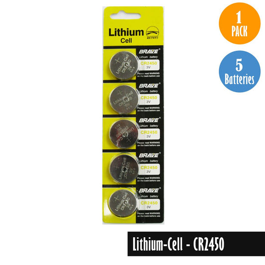 Lithium Cell-CR2450, 1 Pack 5 Batteries, Available for bulk order - Universal Jewelers & Watch Tools Inc. 