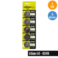 Lithium Cell-CR2450, 1 Pack 5 Batteries, Available for bulk order - Universal Jewelers & Watch Tools Inc. 