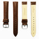 Lizard Watch Band, 18MM Wide, Padded, Regular Size, Brown Color, Brown Stitched, Silver Buckle, Genuine Leather Watch Strap Replacement