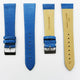 Lizard Watch Band, 22MM Wide Flat, Regular Size, Blue Color, Silver Buckle, Genuine Leather Strap Replacement