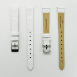 Lizard Style, Ladies Watch Band, 12MM Wide Flat, Regular Size, Beige Color, Silver Buckle, Genuine Leather Strap Replacement