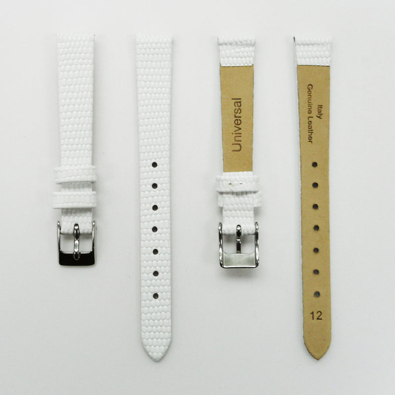 Load image into Gallery viewer, Lizard Style, Ladies Watch Band, 12MM Wide Flat, Regular Size, Purple Color, Silver Buckle, Genuine Leather Strap Replacement
