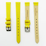 Lizard Style, Ladies Watch Band, 12MM Wide Flat, Regular Size, White Color, Silver Buckle, Genuine Leather Strap Replacement
